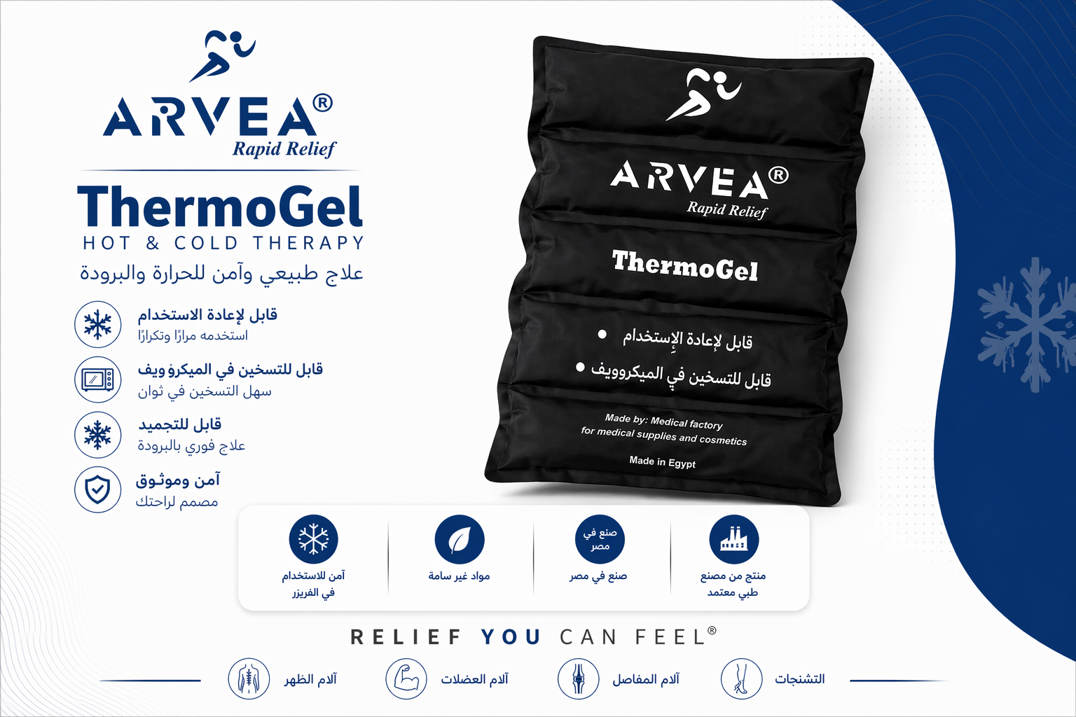 كمادة جل بارد وساخن كبيرة 38.5×25 سم – Arvea ThermoGel
